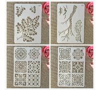 Lot de 4 pochoirs de 26 cm avec cadre de branche d'arbre pour bricolage, cartes décoratives pour peinture murale, scrapbooking, coloriage et gaufrage