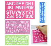 Lot de 4 pochoirs de lettres de l'alphabet en plastique - Petit chiffre - Pochoirs pour enfants - Pochoirs de dessin, peinture, apprentissage, bricolage (couleurs et tailles mélangées)