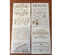 Lot de 4 pochoirs pour peinture, format A4, 29 x 21 cm, lettres de l'alphabet pour peinture sur bois, mur, toile, tissu, roche, signe, projets d'artisanat