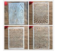 Lot de 4 pochoirs pour peinture sur bois - Format A4 - 29 x 21 cm - Motifs géométriques - Réutilisables - Pour peinture, bricolage, décoration d'intérieur, scrapbooking, coloriage