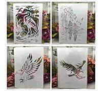 Lot de 4 pochoirs réutilisables A4 29 cm Aigle Oie sauvage Oiseau pour peinture, dessin sur bois, mur, meubles