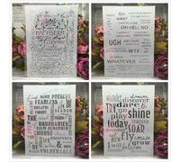 Lot de 4 pochoirs réutilisables A4 29 cm - Mots communs anglais - Pour peinture murale, scrapbooking, décoration d'intérieur