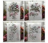 Lot de 4 pochoirs réutilisables A4 de 29 cm pour peinture sur bois, toile, dessin, art mural, décoration d'intérieur