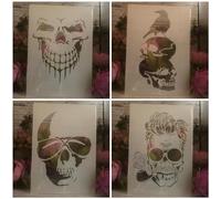 Lot de 4 pochoirs réutilisables A4 de 29 cm pour peinture sur toile en bois ou décoration d'intérieur