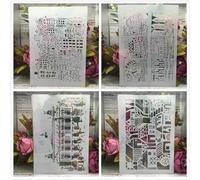 Lot de 4 pochoirs réutilisables A4 de 29 cm pour travaux manuels, peinture sur bois, toile, dessin, art mural, décoration d'intérieur