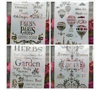 Lot de 4 pochoirs réutilisables A4 pour travaux manuels, motif de ballons français, pour peinture sur bois, toile, dessin, art mural, décoration d'intérieur