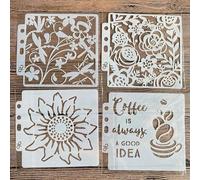 Lot de 4 pochoirs réutilisables pour peinture sur bois - 13 cm - Pour peinture, bricolage, décoration murale en bois, scrapbooking, coloriage - Motif A