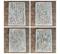 Lot de 4 pochoirs réutilisables pour peinture sur bois, format A4, 29 x 21 cm, pour peinture, bricolage, décoration d'intérieur, scrapbooking, coloriage