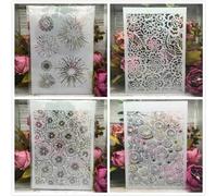 Lot de 4 pochoirs réutilisables pour travaux manuels, format A4, 29 cm, motif feu d'artifice annuel, peinture sur bois, toile, dessin, art mural, décoration d'intérieur