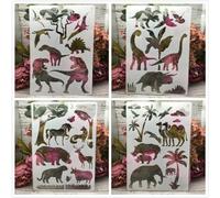 Lot de 4 pochoirs réutilisables pour travaux manuels, format A4, 29 cm, requin, girafe, océan, forêt, pour peinture sur bois, toile, dessin, art mural, décoration d'intérieur, style H
