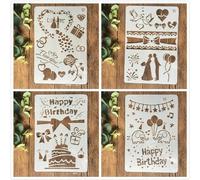 Lot de 4 pochoirs réutilisables pour travaux manuels, mariage, anniversaire, peinture sur bois, toile, dessin, art mural, décoration d'intérieur - 26 cm