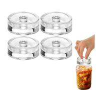 Lot de 4 poids de fermentation en verre avec poignée de préhension pour bocaux Mason à large ouverture, kit de fermentation en verre pour mise en conserve, fermentation, cornichon, sourkrout