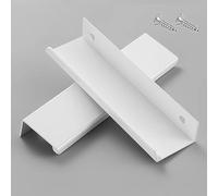 Lot de 4 Poignée de Meuble Poignées Cachées Poignee de Meuble Cuisine - Poignée Invisible Poignée Meuble Blanc Mat en Alliage d'Aluminium Entraxe 128mm