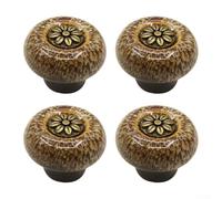 Lot de 4 poignées d'armoire au design rétro pour tiroir et meubles de rangement de forme ronde et composition solide en alliage de zinc (blanc)