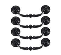 Lot de 4 poignées d'armoire vintage de 140 mm, poignées de tiroir d'armoires de cuisine, poignées de porte de meubles antiques pour chambre à coucher, armoire, commode, tiroir, armoire (noir fer)