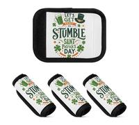 Lot de 4 poignées de bagage pour la Saint-Patrick « Let's Get Ready To Stumble » - Poignée décorative confortable pour bagages de voyage