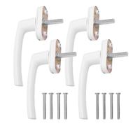 Lot de 4 poignées de fenêtre blanches en aluminium sans cylindre de serrure, serrure de fenêtre et poignée de porte de balcon, longueur de broche 35 mm, poignées de porte pour fenêtres, portes de