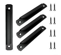 Lot de 4 poignées de porte coulissante en aluminium sans perçage avec vis pour armoire, placard, balcon et portes moustiquaires (noir)