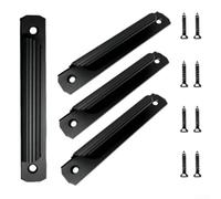Lot de 4 poignées de porte coulissante en aluminium sans perçage avec vis pour armoires, balcons et portes moustiquaires, prise en main facile (noir)