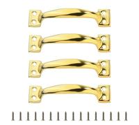 Lot de 4 poignées de porte de grange en fer haute dureté, doré, 10,2 cm | Poignées en fer, poignées de placard de clôture en bois, bouton de meubles antiques, matériel de cuisine