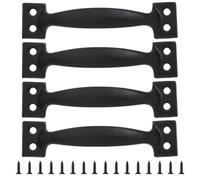 Lot de 4 poignées de porte de grange en fer haute dureté, noir, 15,2 cm | Poignées en fer, poignées de placard de clôture en bois, bouton de meubles antiques, matériel de cuisine