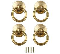 Lot de 4 poignées de porte en laiton avec anneau tombant de 35 mm de style chinois antique pour armoires de cuisine, armoires, tiroirs, meubles de style rétro (noir) (C