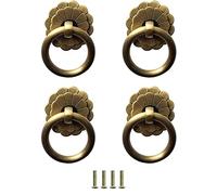 Lot de 4 poignées de porte en laiton avec anneau tombant de 35 mm de style chinois antique pour armoires de cuisine, armoires, tiroirs, meubles de style rétro (noir) (C