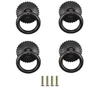 Lot de 4 poignées de porte en laiton avec anneau tombant de 35 mm de style chinois antique pour armoires de cuisine, armoires, tiroirs, meubles de style rétro (noir) (C