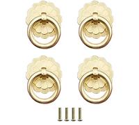 Lot de 4 poignées de porte en laiton avec anneau tombant de 35 mm de style chinois antique pour armoires de cuisine, armoires, tiroirs, meubles de style rétro (noir) (C