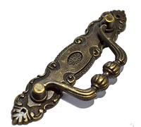 Lot de 4 poignées de tiroir en bronze vintage décoratives avec vis pour meubles, armoires, commodes, boîte en bois (longueur du disque : 10,2 cm, espace du trou de montage : 8,9 cm)