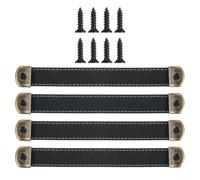 Lot de 4 poignées de tiroir en cuir avec vis de 18 cm - Poignées en polyuréthane pour chambre à coucher, armoire, casier, bagages et boîtes d'armoire