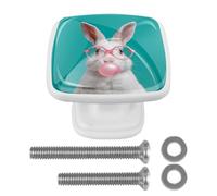 Lot de 4 poignées de tiroir en forme de lapin soufflant de gomme blanche pour armoires de cuisine et de commode, poignées de porte d'armoires de salle de bain
