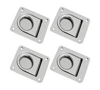 Lot de 4 poignées encastrées en acier inoxydable 304 avec anneau de verrouillage encastré avec vis pour bateau, pont de cabine, camion, remorque 65 x 55 mm