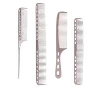 Lot de 4 poignées ergonomiques pour une expérience de peignage plus confortable et plus confortable à tenir, peigne de coupe en métal, argent mat