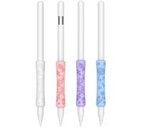 Lot de 4 poignées mignonnes pour Apple Pencil Pro/2e génération/USB-C - Charge magnétique - Accessoires compatibles avec iPad iPencil - Blanc + rose + violet + bleu