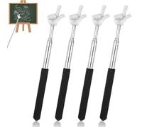 Lot de 4 pointeurs télescopiques en acier inoxydable pour enseignants, noirs, pour enfants, salle de classe, présentation, lectures