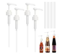 Lot de 4 pompes doseuses pour 25 à 40 mm - Réutilisables - Embout de pompe fileté - Distributeur de sirop - Pompe de rechange en plastique - Pour bouteille de 500 ml/1000 ml - Blanc
