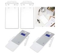 Lot de 4 porte-badges verrouillables pour carte d'identité moins fréquemment utilisées, étui vertical en plastique rigide transparent pour passeports, cartes d'accès, cartes d'identité, cartes