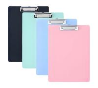 Lot de 4 porte-blocs A4 - Taille lettre standard A4 avec pince fixe - Noir rose vert bleu - Bon pour les étudiants et le bureau - Convient pour la documentation