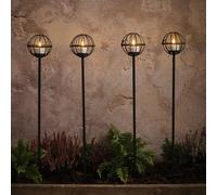 Lot de 4 Porte-Bougies sur Piquet au Design Géométrique avec Bougies Solaires TruGlow®