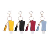 Lot De 4 Porte-Bouteilles De Voyage En Cuir Pu Avec Flacons De 30 Ml Pour Désinfectant Pour Les Mains, Savon Et Crèmes - Étanches Et Portables