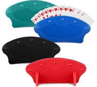 Lot de 4 porte-cartes pour enfants et adultes, lot de 4 étuis de rangement mains libres pour cartes de poker, Canasta, etc., lot de 4 (1 de chaque en bleu, rouge, vert, noir)