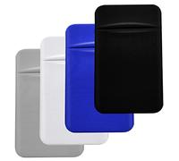 Lot de 4 Porte-Cartes pour téléphone Portable avec Autocollant adhésif pour l'arrière du téléphone, Pochettes en Tissu Extensible pour Carte d'identité, Carte de crédit, Portefeuille à Coller sur