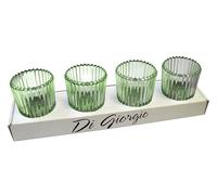 Lot de 4 Porte-Chauffe-Plat rayé en Verre coloré - Couleur Bleu - Diamètre 6,3 cm Hauteur 6,5 cm - Cereria Di Giorgio