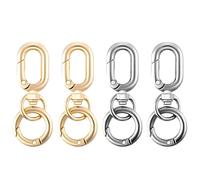 Lot de 4 porte-clés à double ouverture et porte-clés - Mousquetons dorés et noirs - Fermoirs mousquetons en métal - Mousquetons à ressort pivotants pour cordons de bijoux, loisirs créatifs