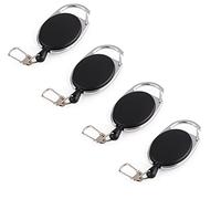 Lot de 4 porte-clés avec corde de 60 cm - Porte-badge - 6,5 x 3,5 cm - Porte-clé extensible - Mousqueton pour pantalon - Porte-badge JoJo - Clip rétractable - Porte-cartes - Porte-clés