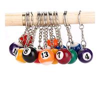 Lot de 4 porte-clés boule de billard de 25 mm de diamètre - Cadeau personnalisé pour garçons et filles - Couleur aléatoire, multicolore, Small