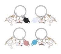 Lot de 4 porte-clés d'infirmière, cadeaux d'infirmière pour femme, infirmière, étudiante, remise de diplôme, cadeau d'assistante médicale, cadeau pour femme, homme, infirmière, praticien, futur