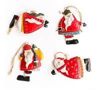Lot de 4 porte-clés en forme d'ange de Noël - Décorations en fer pour arbres, fenêtres, portes, décorations de vacances (Père Noël)