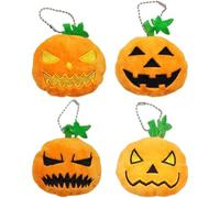 Lot De 4 Porte-clés en Forme De Citrouille d'halloween, Pendentif en Peluche, Ornements d'halloween, Porte-clés, Breloques pour À Dos, Décoration De À Main